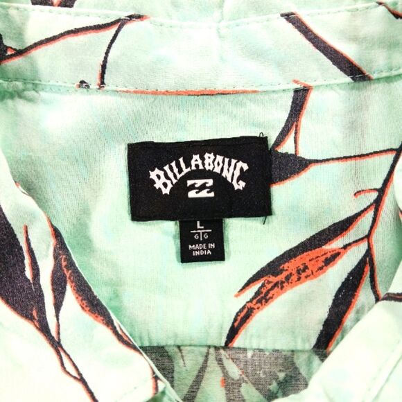 Billabong Sundays Short Sleeve Casual Button Down Shirt Floral 80s Surfer Mens L - Picture 2 of 9